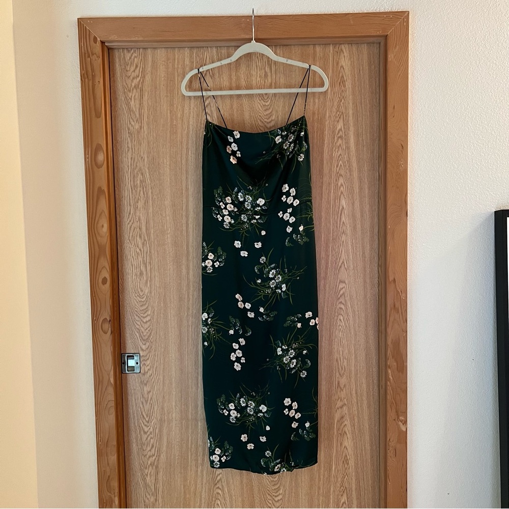 Reformation Frankie Silk Dress Green *altered* - Picture 5 of 15